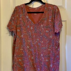 J.Jill Paisley Short-sleeved Pima Cotton Tee